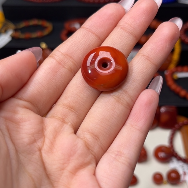 南红玛瑙未镶嵌颈饰满肉柿子锦平安扣20.5mm