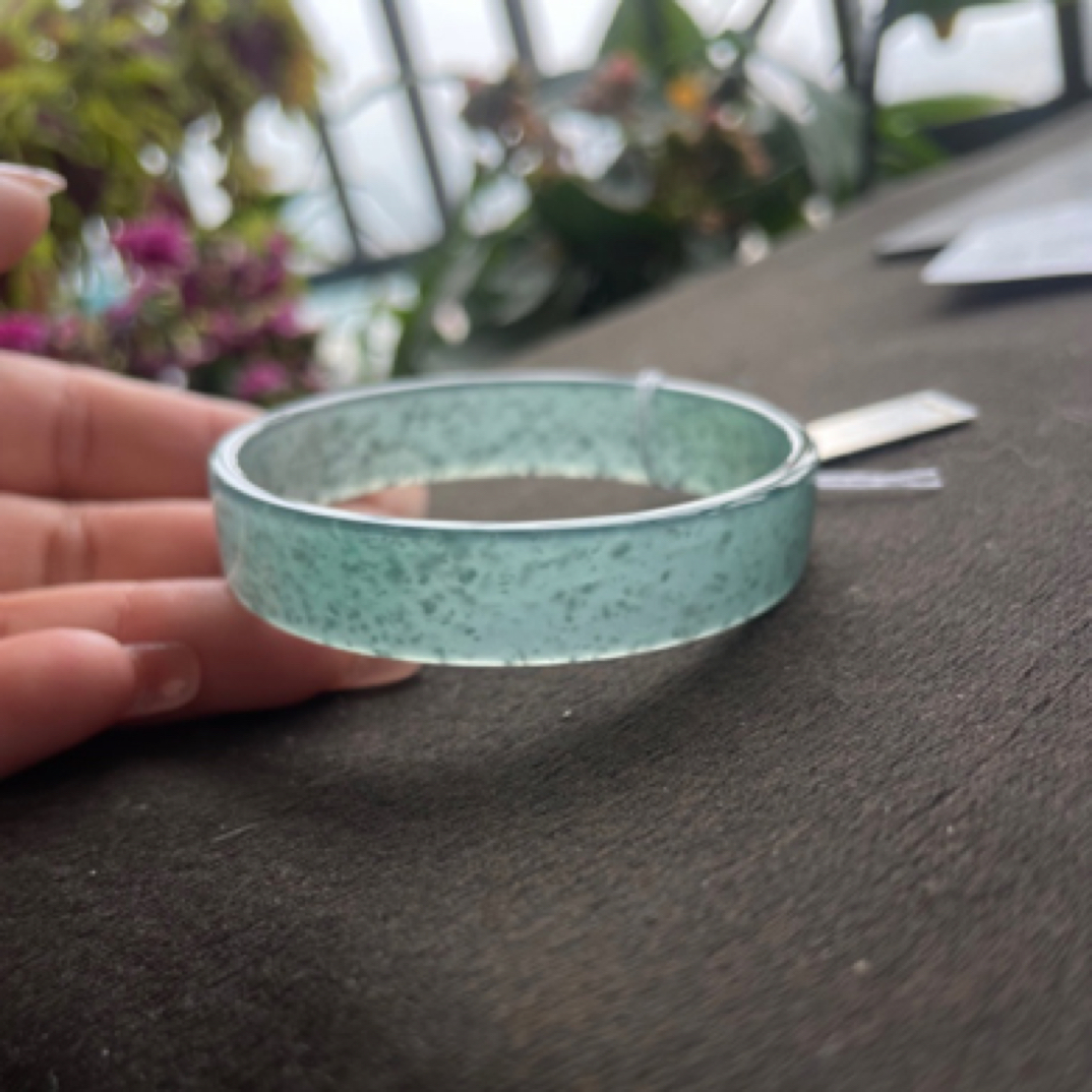 纯天然危地马拉危料蓝水雪花棉翡翠手镯星空蓝