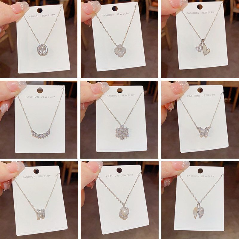 吊坠925银玻璃 韩式气质时尚小众设计感银色项链网红个性轻奢百