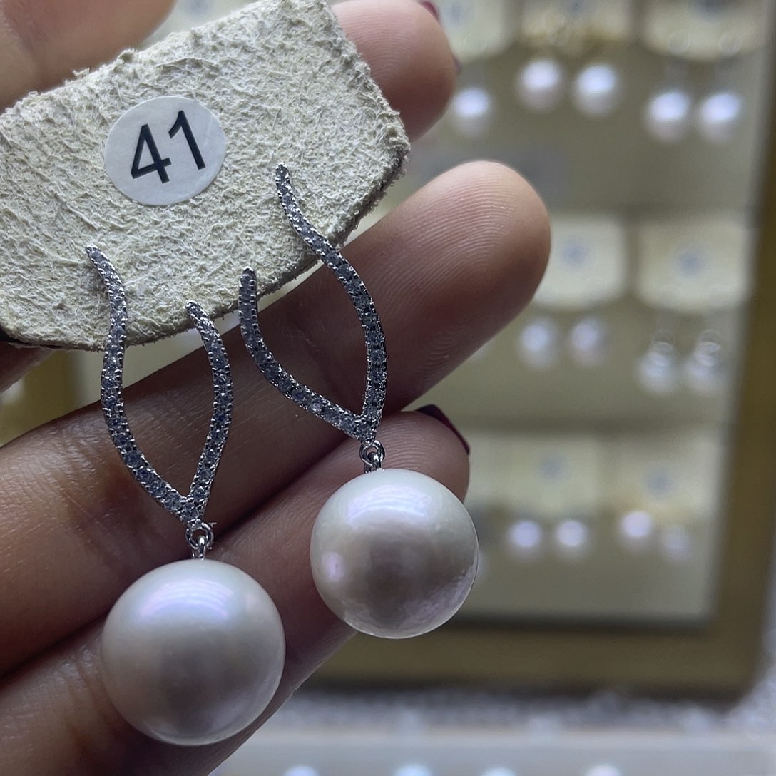 淡水珍珠耳饰银S925镶嵌