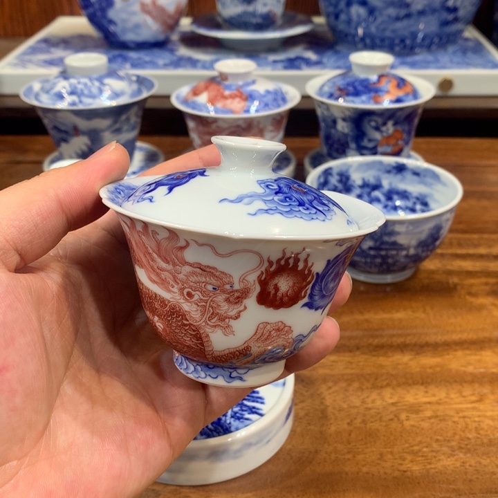 自成堂柴窑 青花釉里红