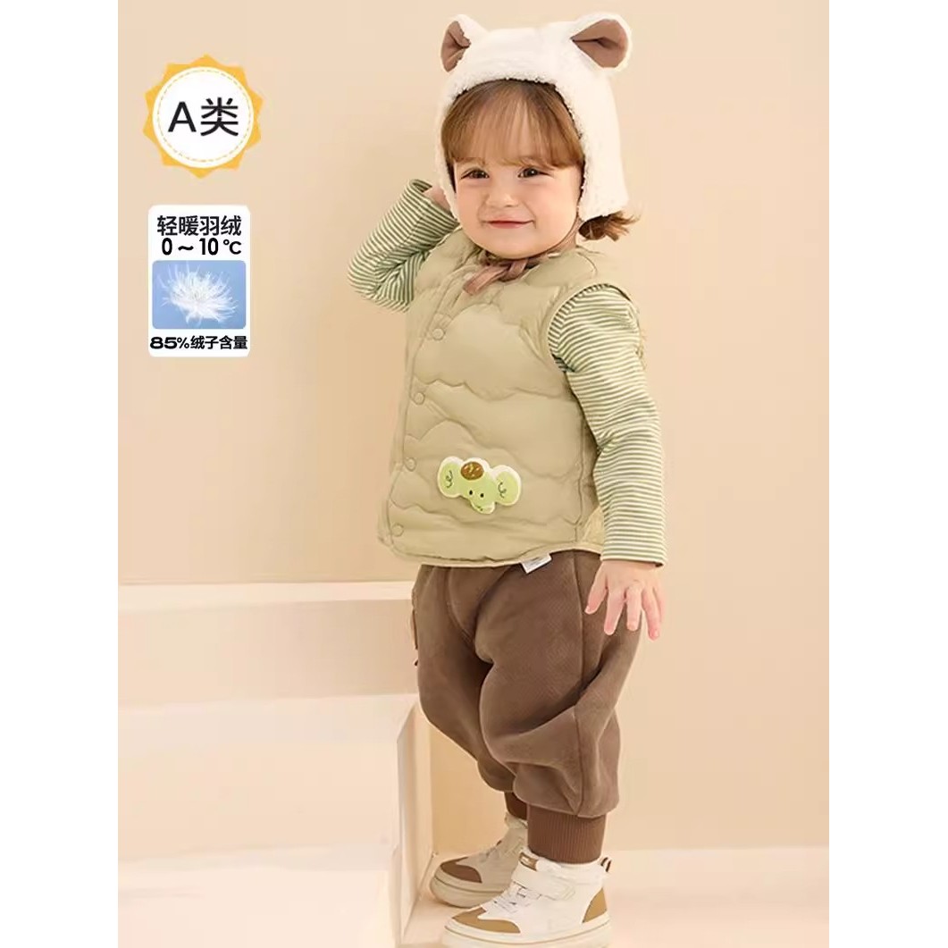 品牌折扣2024婴幼儿羽绒马甲冬季男女童小宝宝轻薄款背心坎肩外套