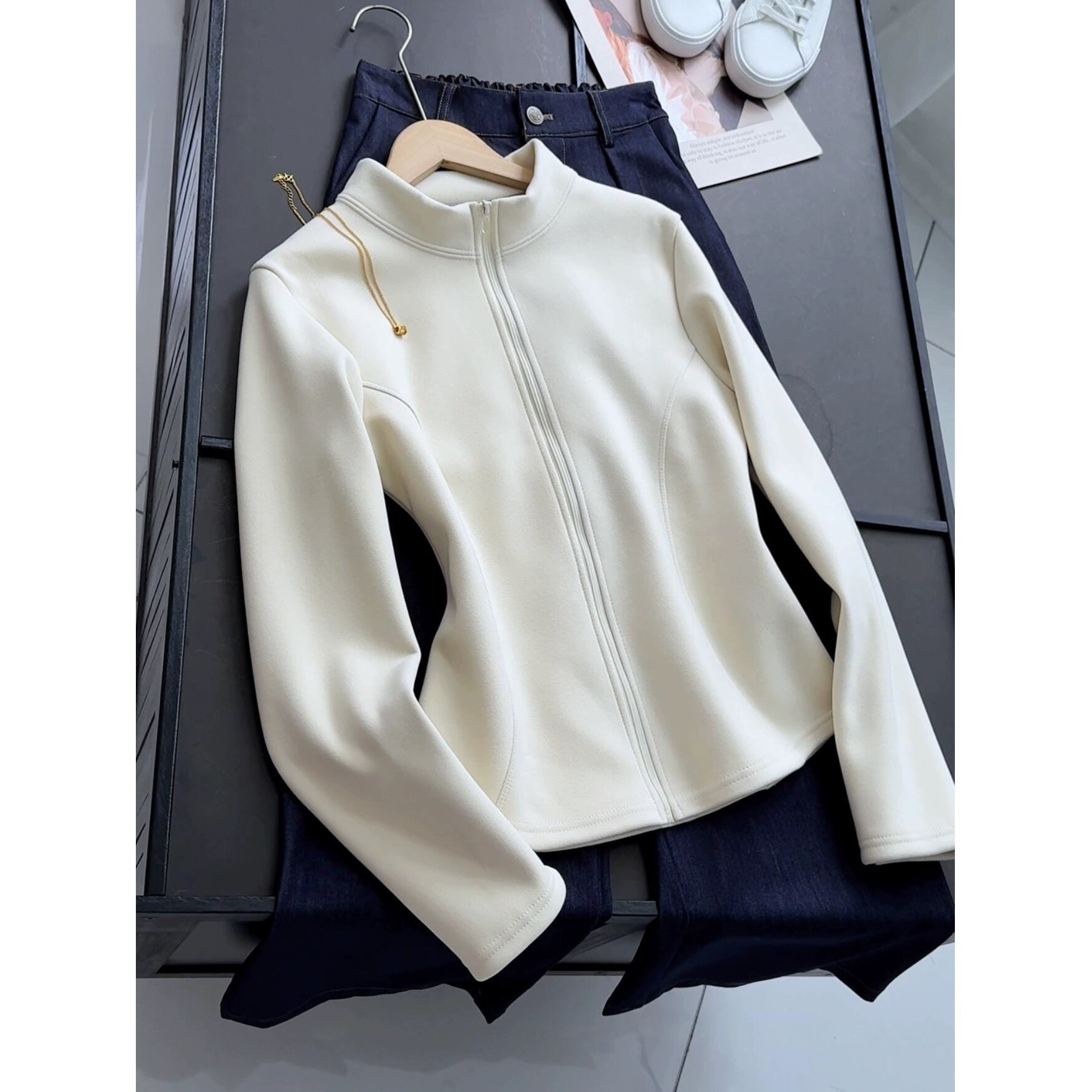 秋冬新款7A抗菌石墨烯百搭时尚短款修身休闲外套长袖立领