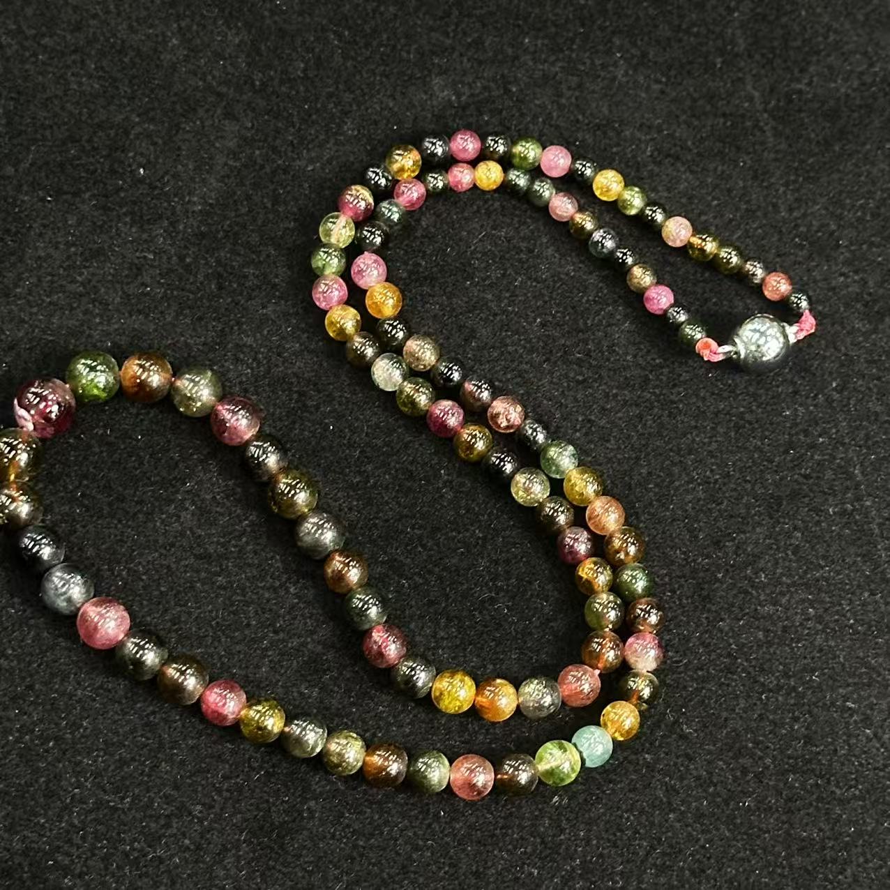 基地质检 货头级彩虹碧玺猫眼项链 LG2760