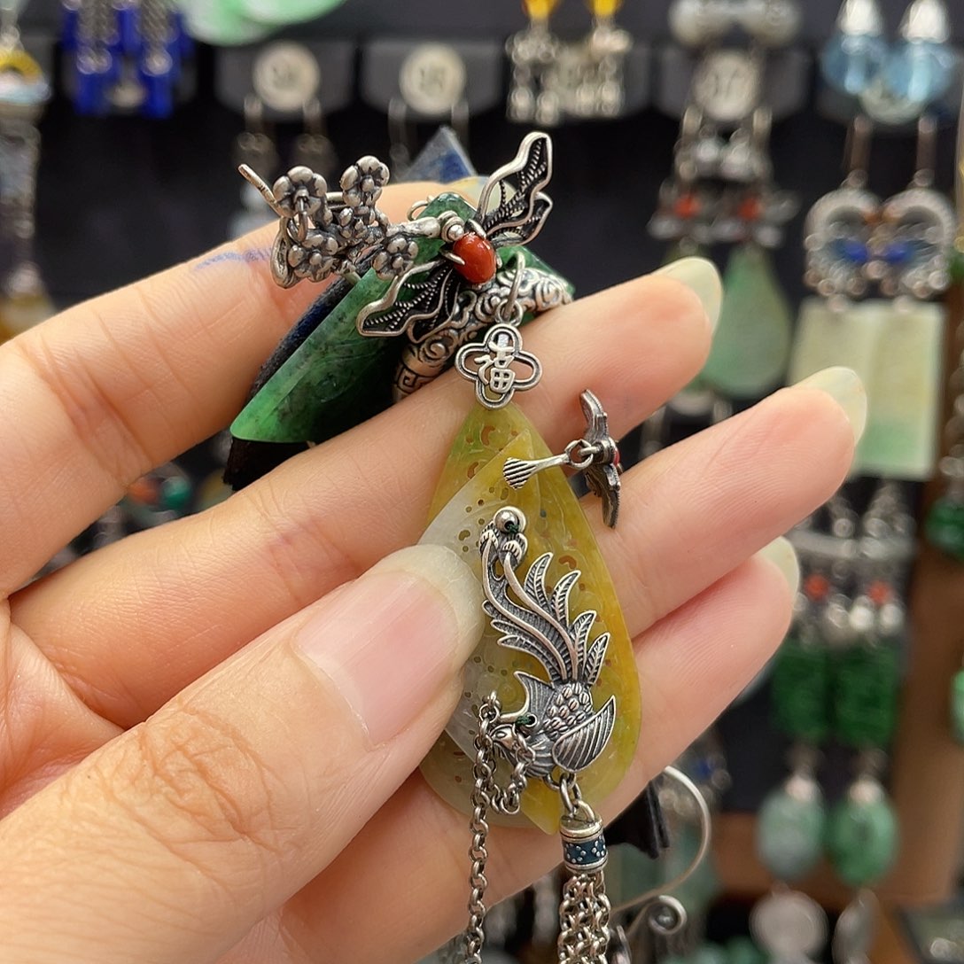 爱***甜翡翠银S925镶嵌耳饰837hbjjh