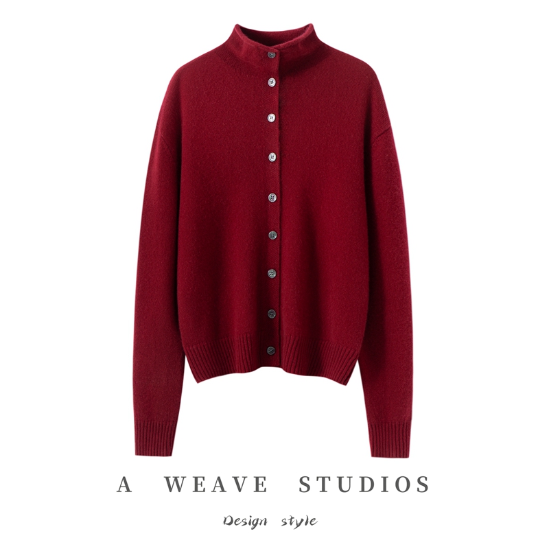 100%小baby纯山羊绒开衫秋冬加厚立领外套