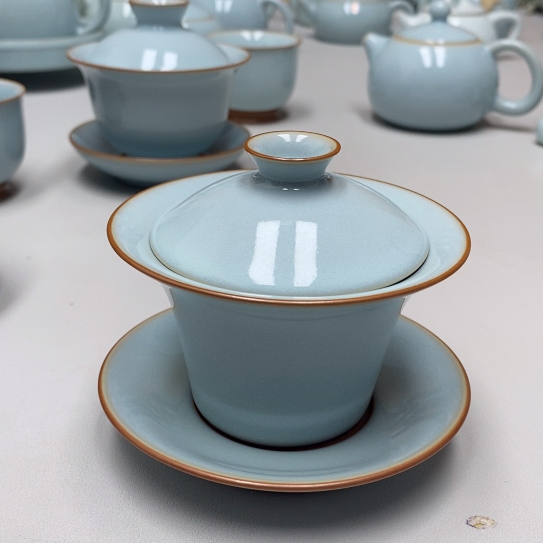 微瑕马蹄盖碗无礼盒