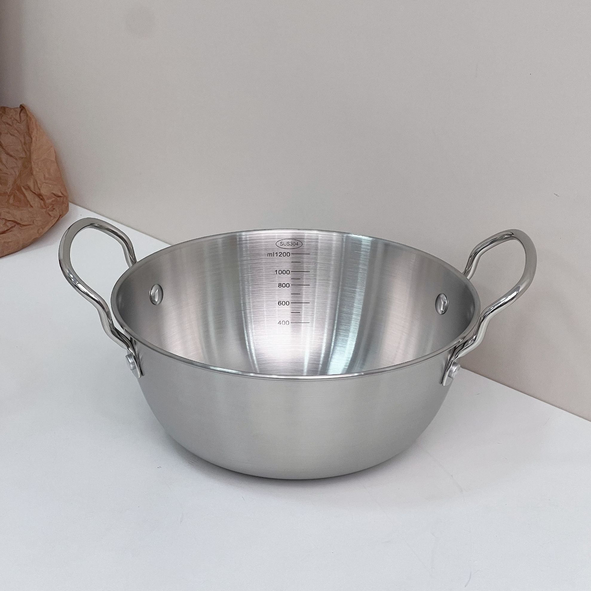 【小号】304带把手不锈钢盆家用厨房洗菜盆汤盆烘焙盆料理盆火锅盆