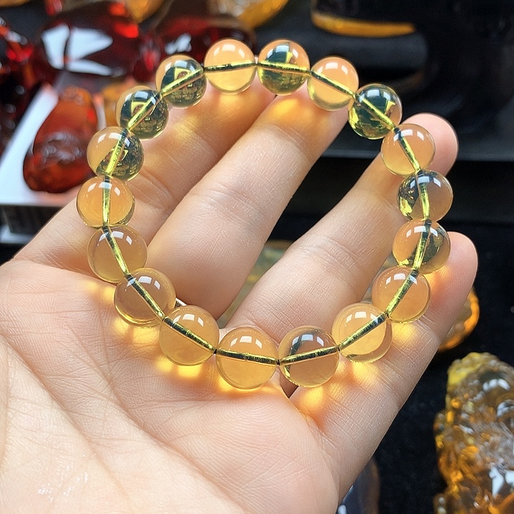 琥珀未镶嵌裸石蓝珀手串尺寸卡10*