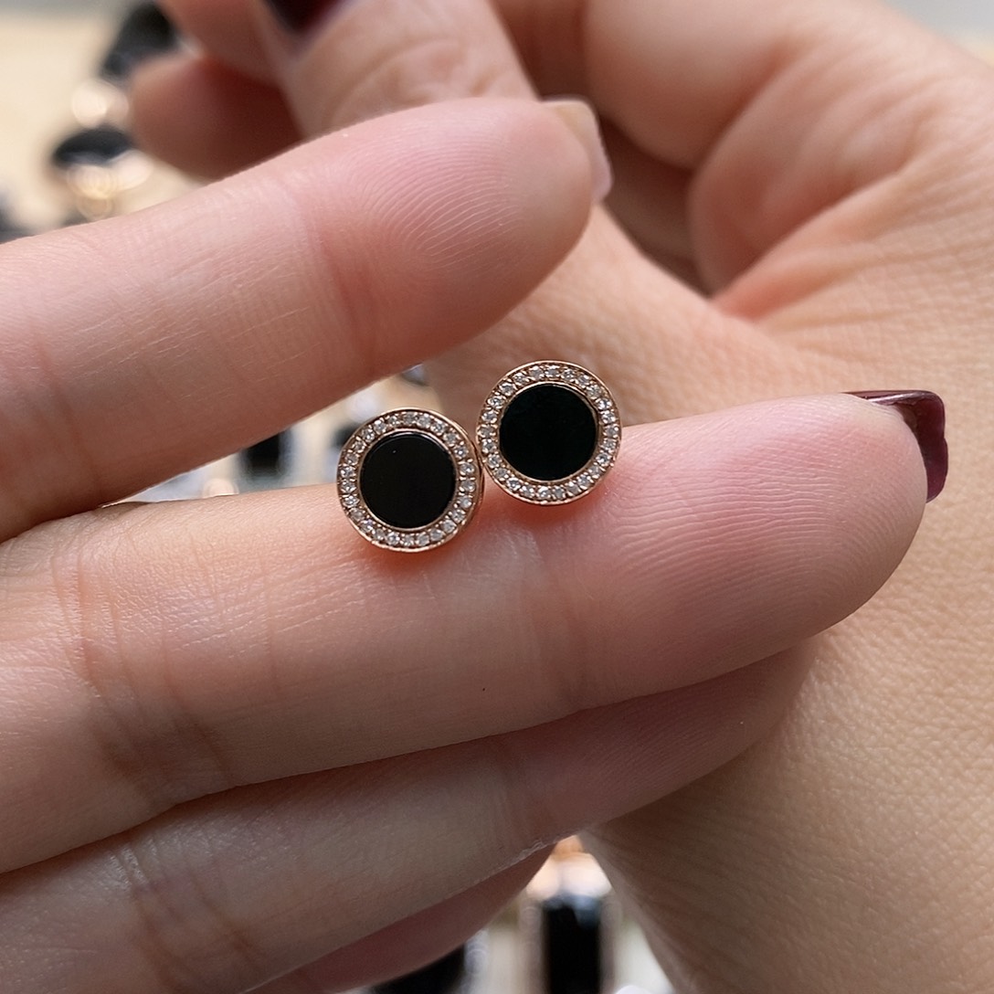 翡翠耳饰18K金镶嵌墨翠