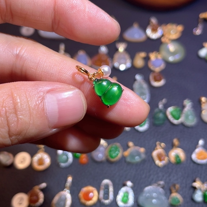 翡翠银S925镶嵌吊坠(不含链)天然翡翠