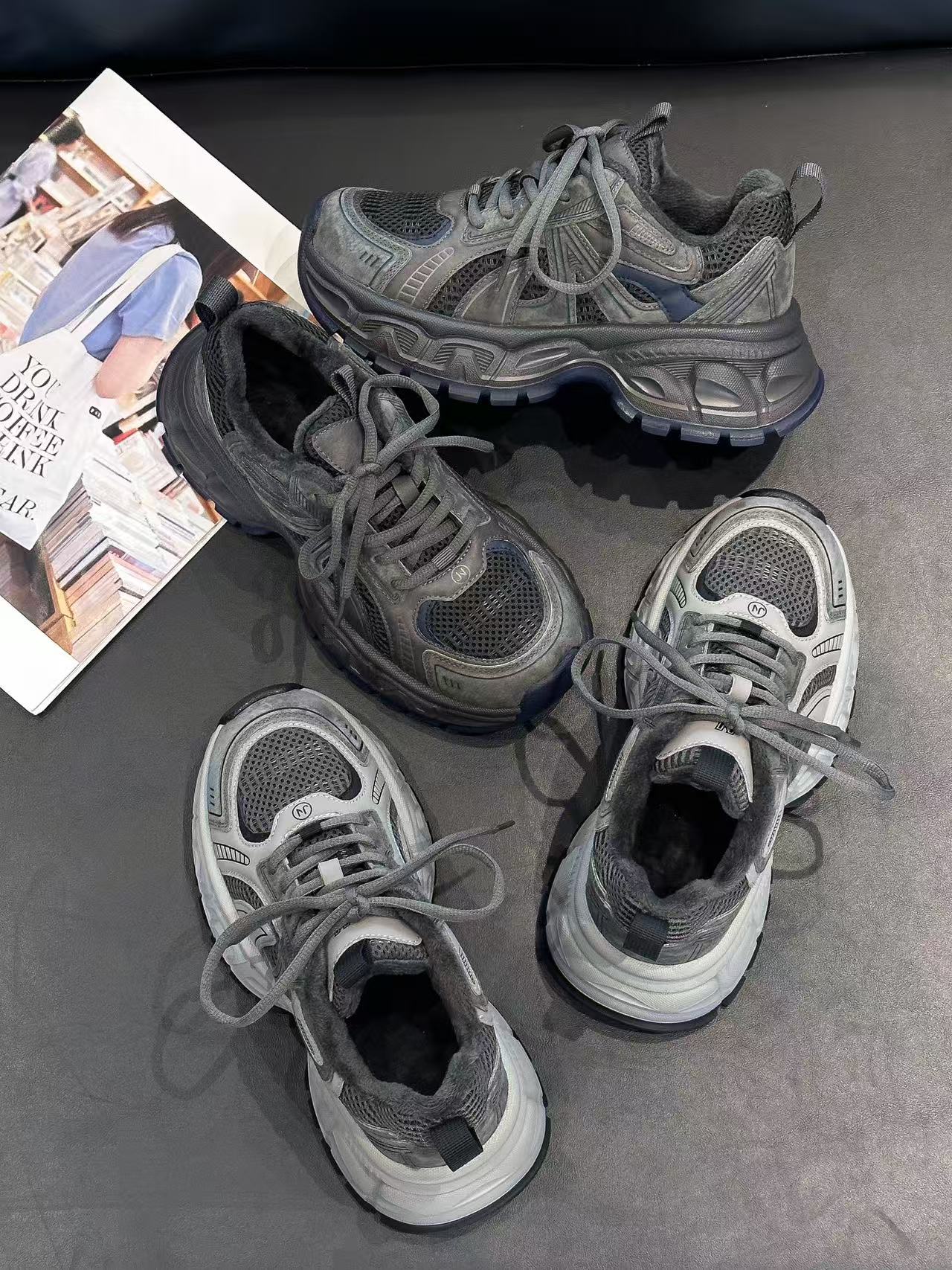 冬季2025新款休闲风浅口深口老爹鞋时尚休闲鞋百搭时尚潮流高帮