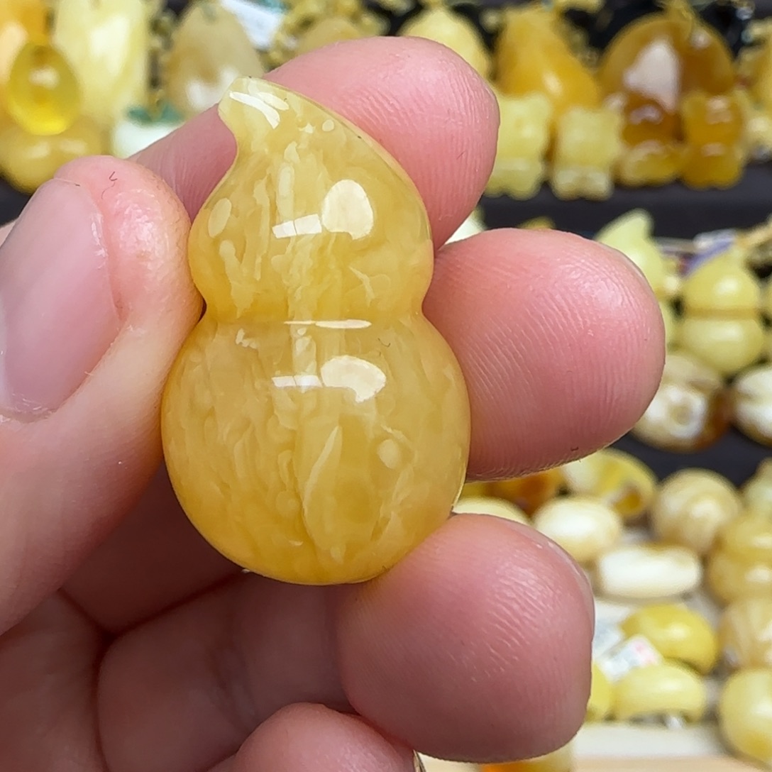 蜜蜡吊坠(不含链)未镶嵌天然俄料蜜蜡葫芦吊坠