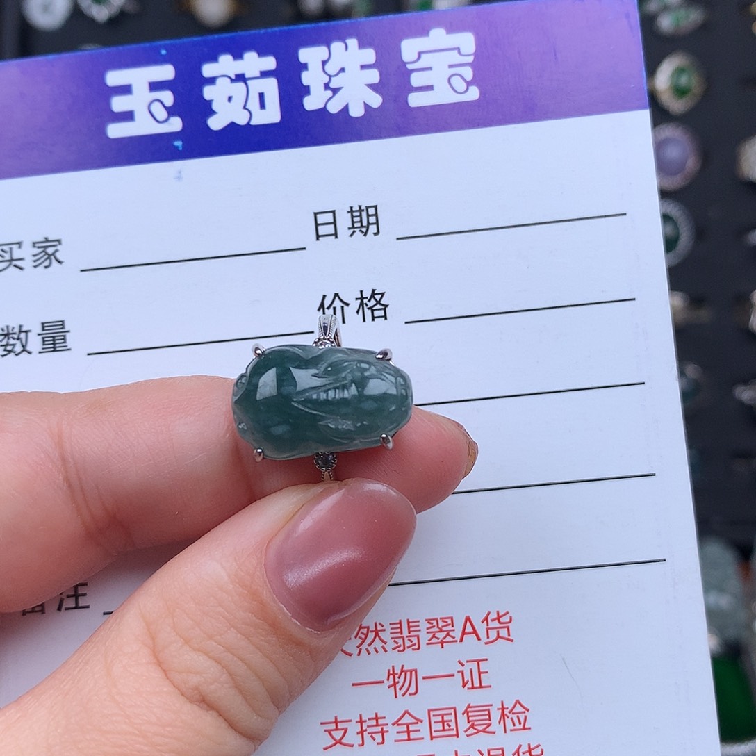 翡翠戒指银S925镶嵌戒指925