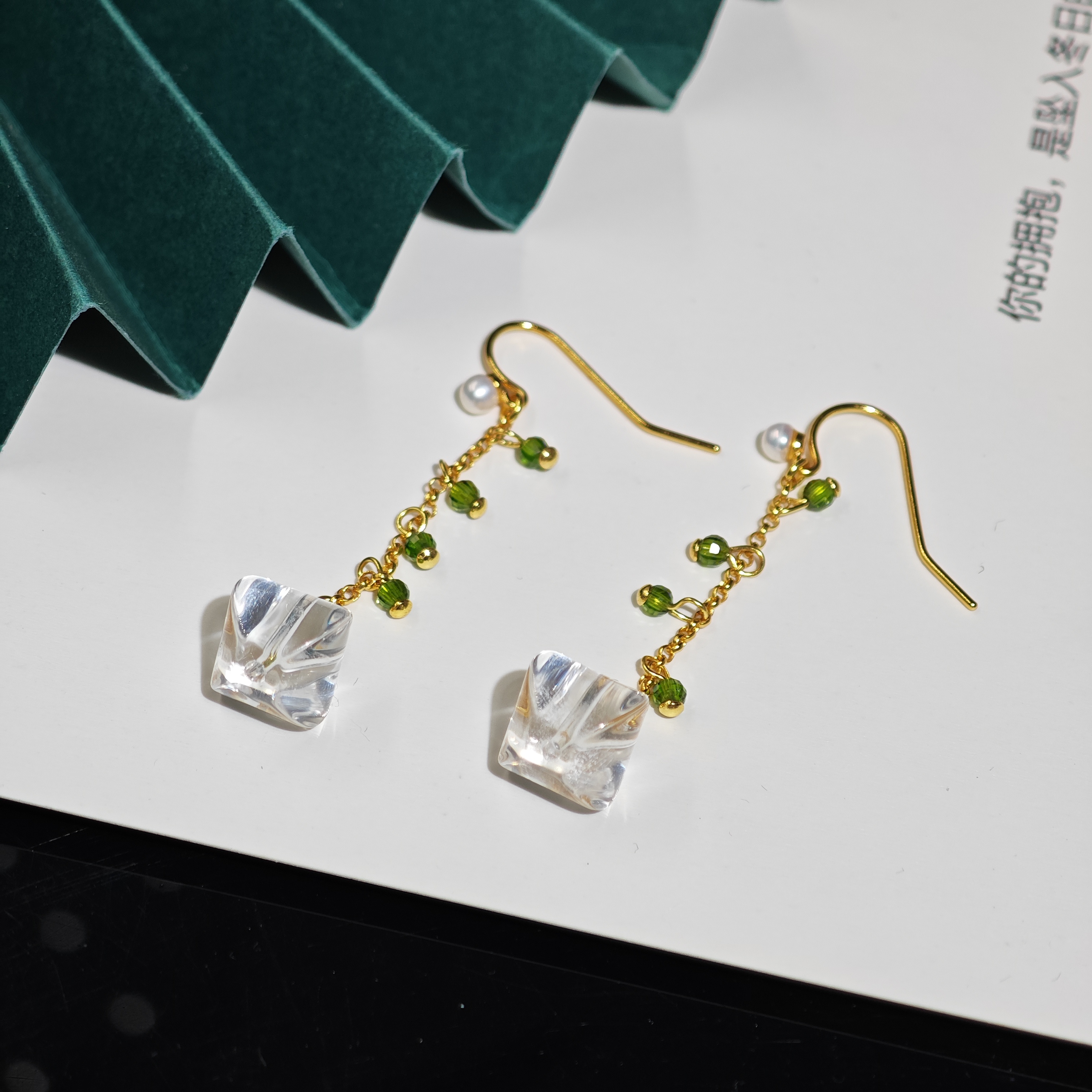 白水晶耳环清秀百搭气质