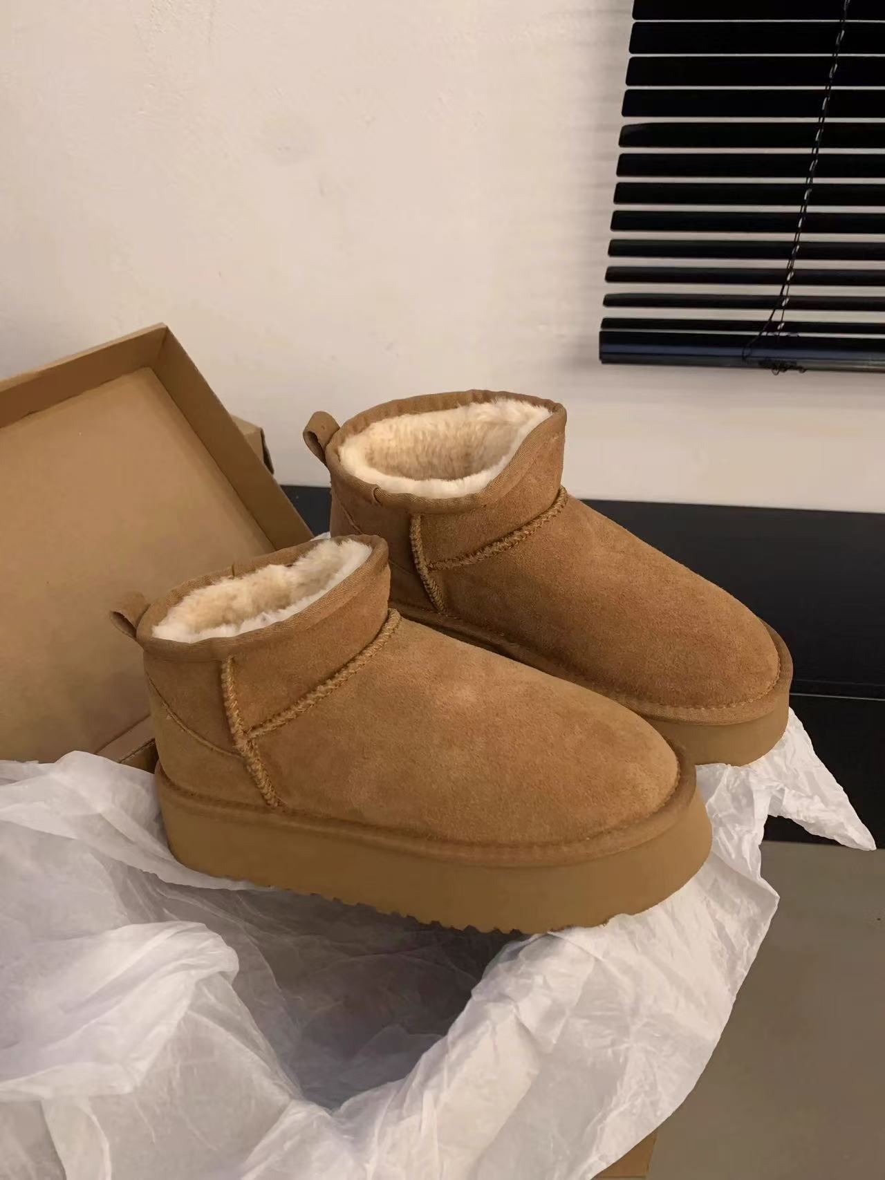 EVA超轻底}单只244g厚底4cm增高雪地靴冬季短靴Y115（正码正拍）
