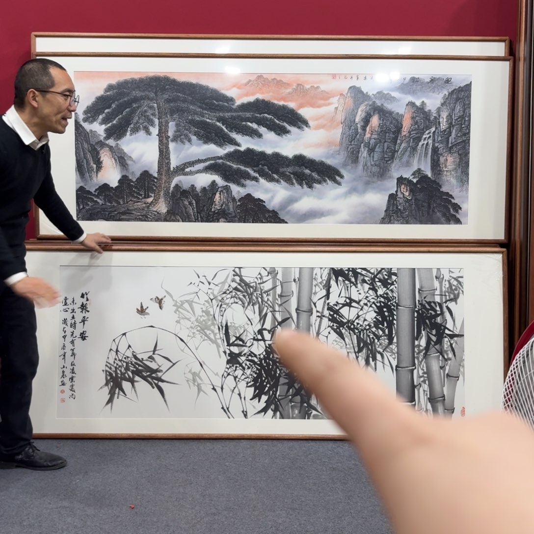 国画带框绘画210/80尺寸墨竹