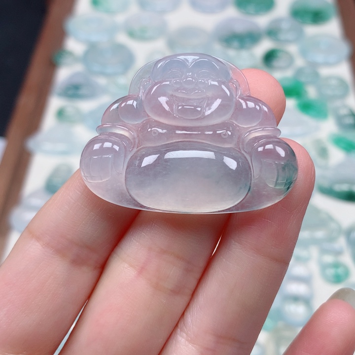 翡翠未镶嵌颈饰冰种飘花大佛公