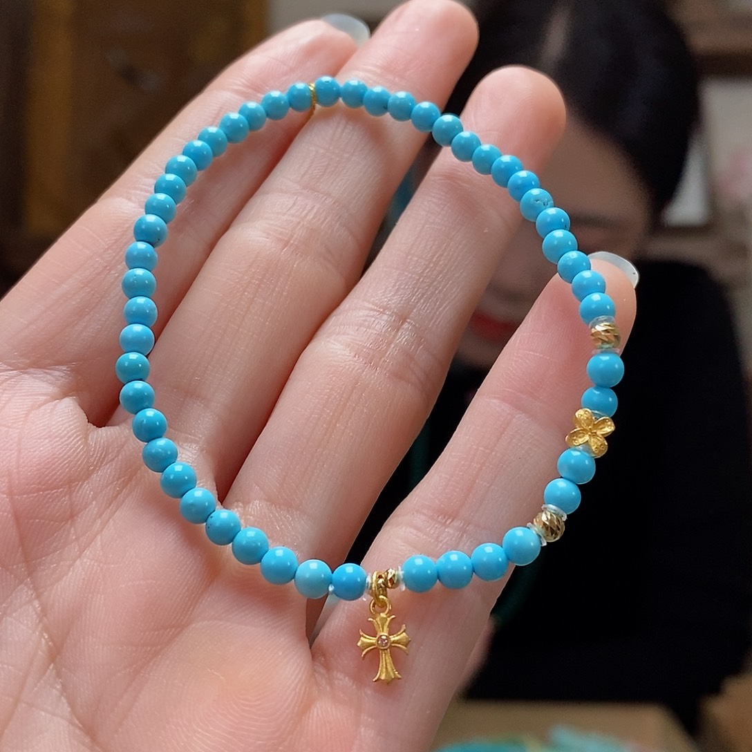 绿松石珠宝奇石18K金镶嵌