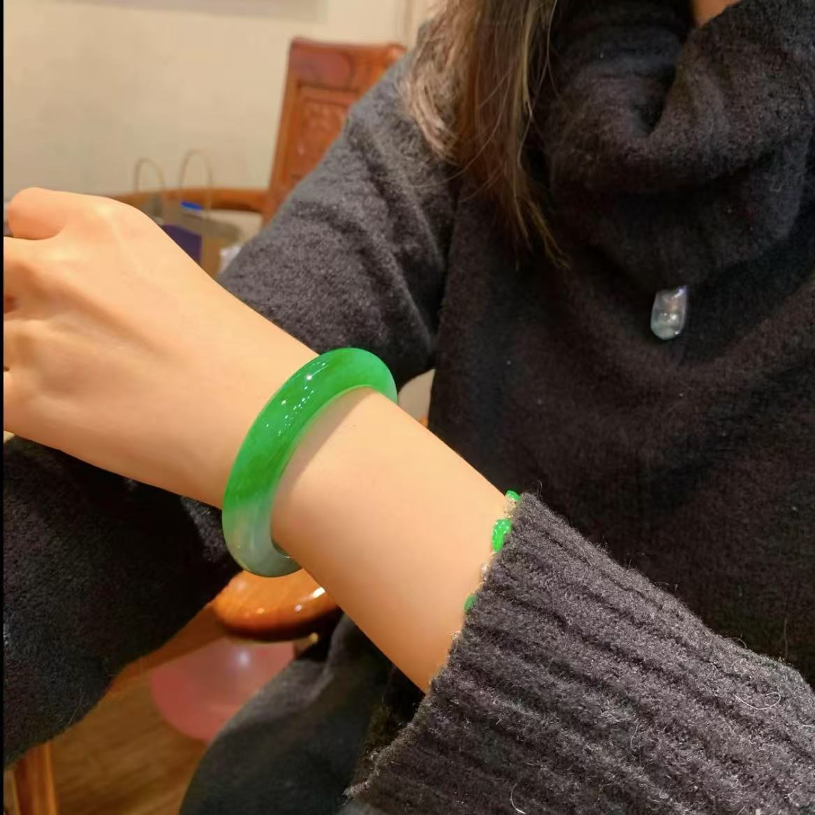绿色民族风甜美女水果美人镯测量时髦小姨风【联系客服备注圈口】