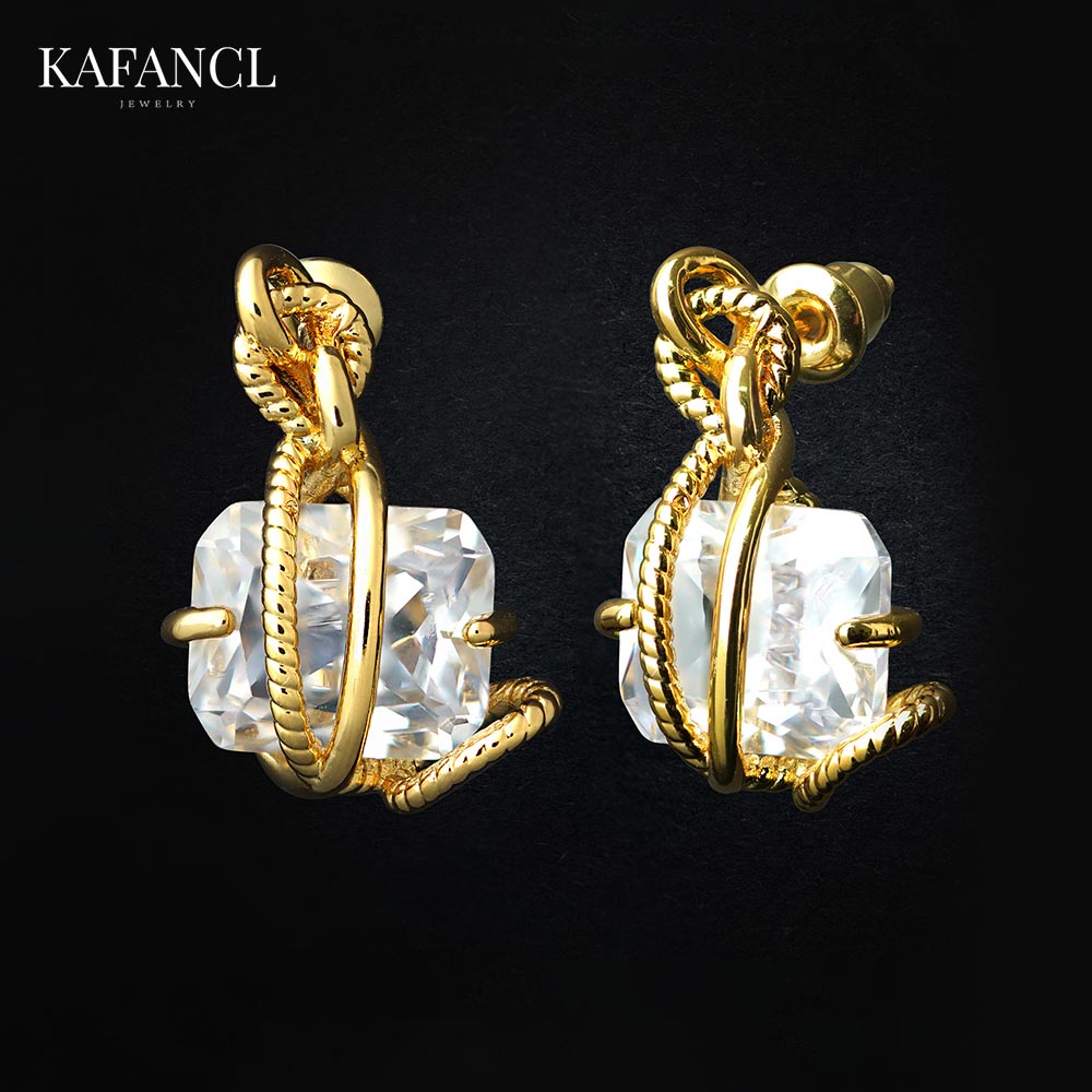 红楼  缠绕冰糖金属绳女款耳钉 ZR-A733