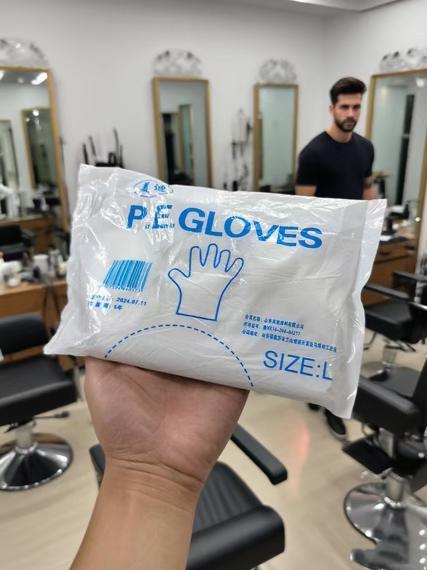 加厚一次性手套塑料美发店PE理发店透明专用染发耐用工具专用品厚