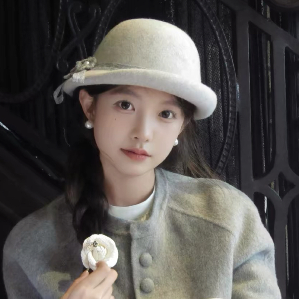法式千金风毛呢高级感礼帽女秋冬复古优雅气质花朵百搭卷边盆帽
