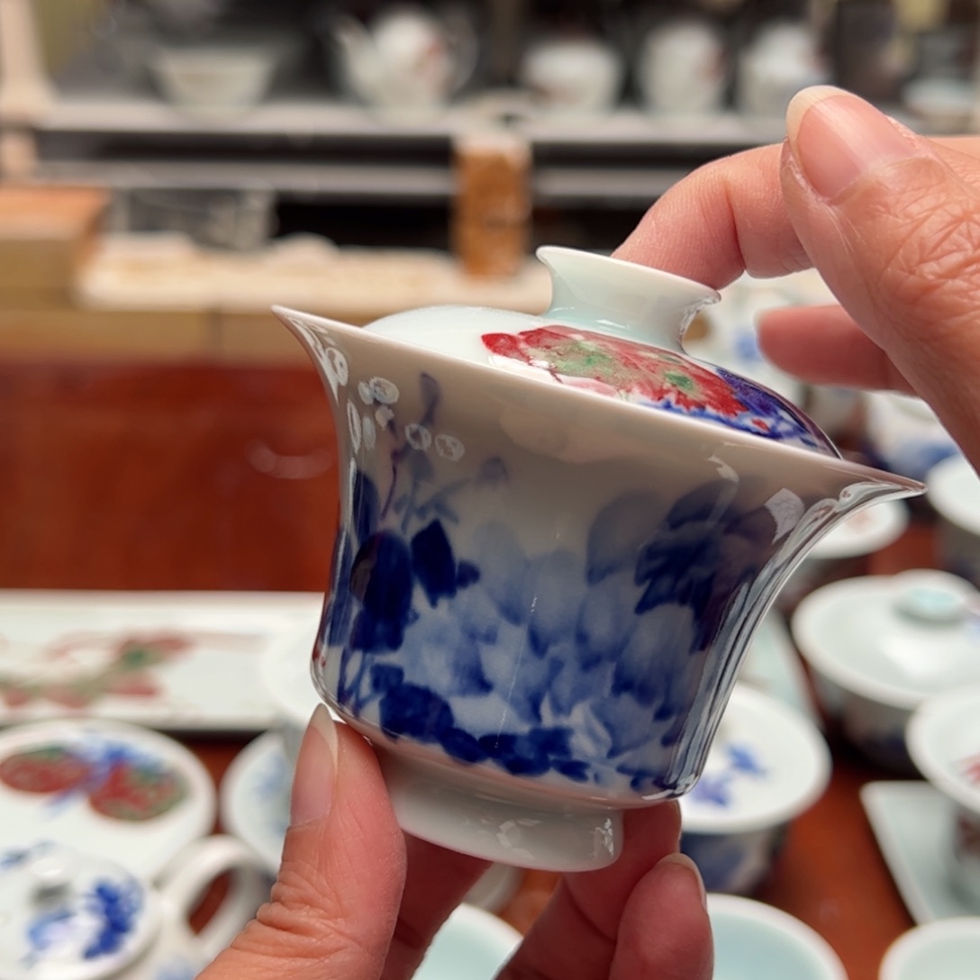 杯原矿青花釉里红瓷器