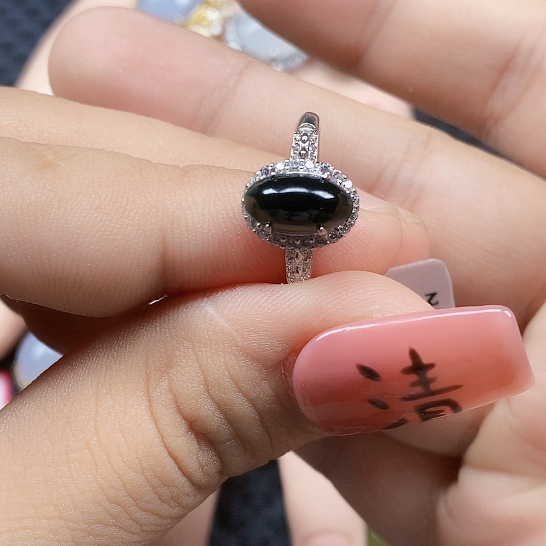 翡翠银S925镶嵌戒指