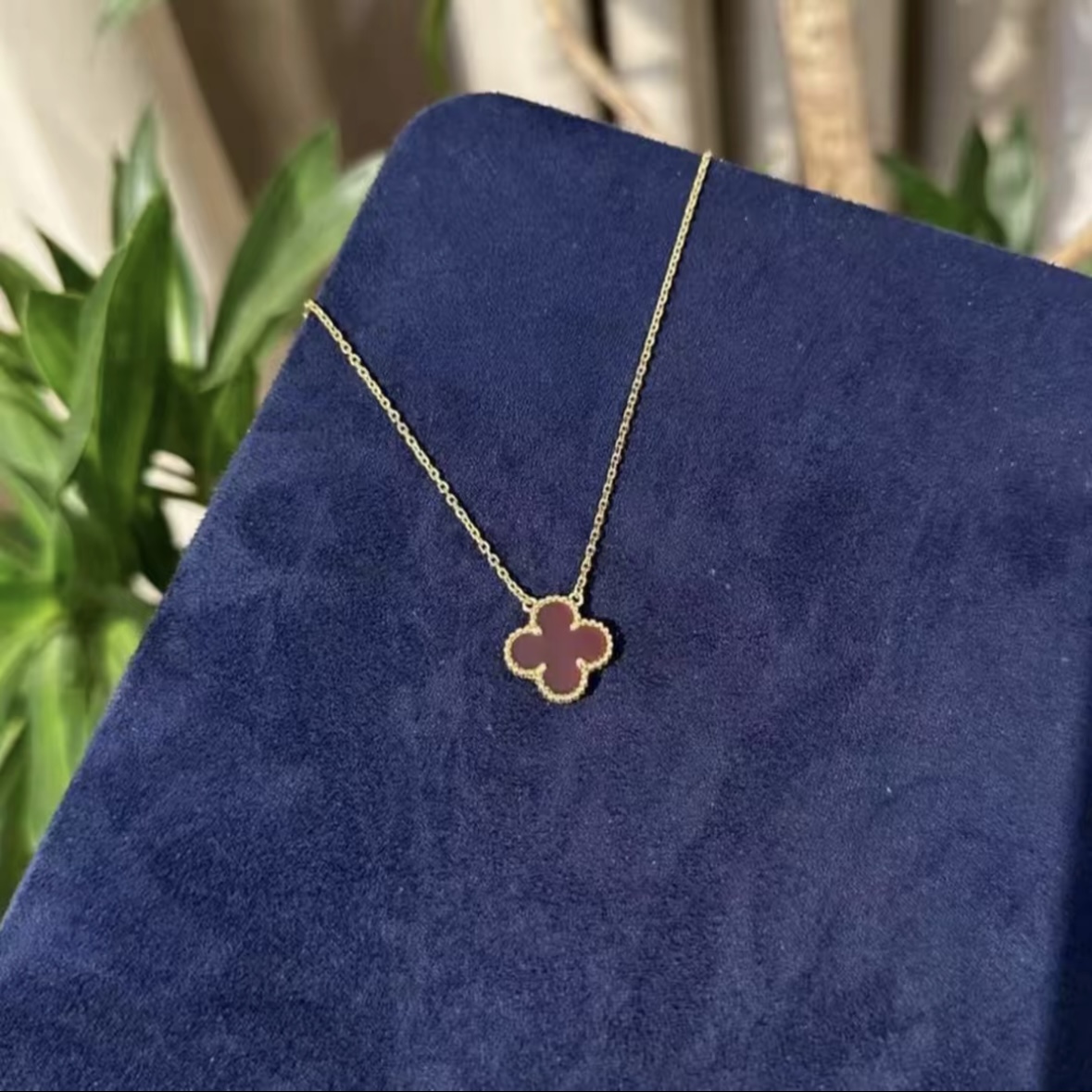 链子925银 经典单花幸运草造型轻奢项围巾V32-0325