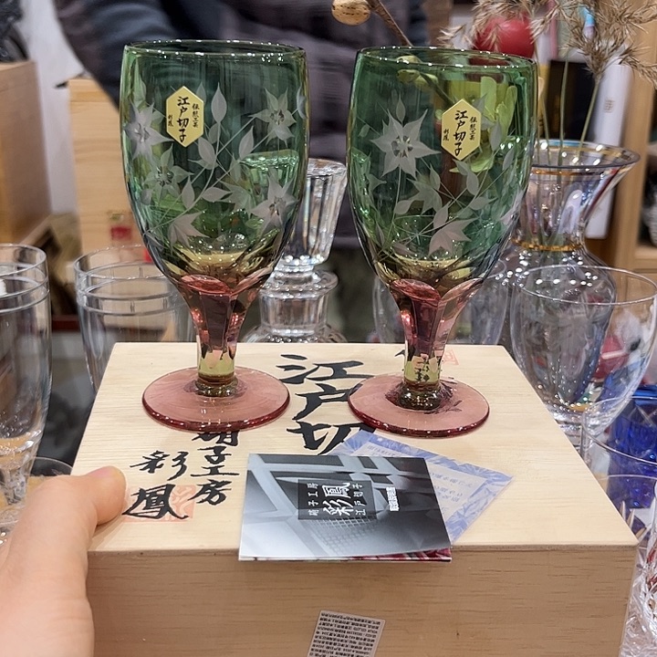 瓷片彩凤水晶切子手刻