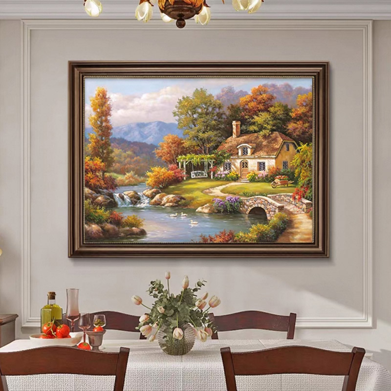 AE-034美式玄关装饰画餐厅挂画饭厅复古风景画卧室欧式挂画捡漏