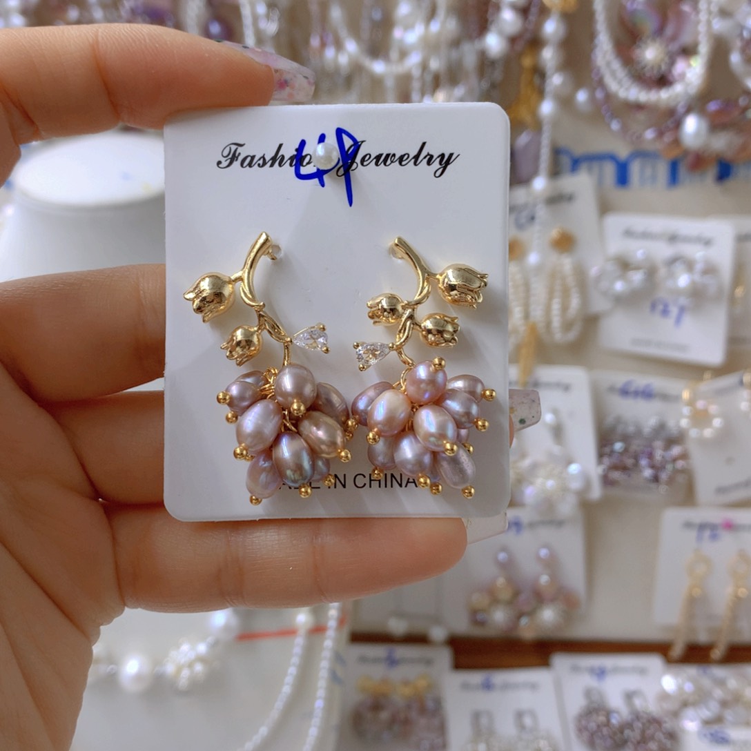 银S925镶嵌淡水珍珠耳饰