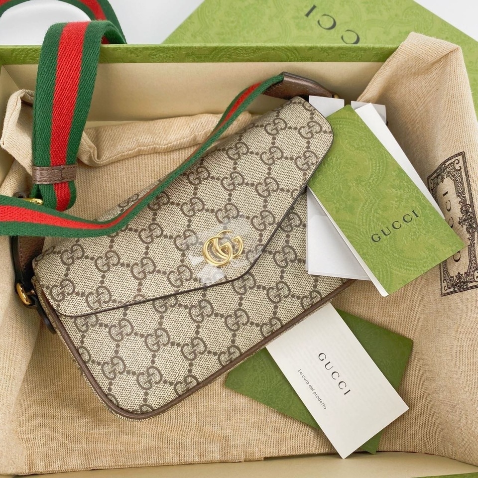 未使用 GUCCI/古驰 老花牛皮Ophidia信封包单肩包