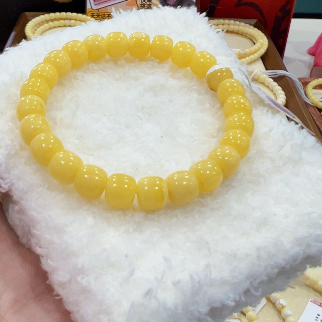 蜜蜡手链未镶嵌8.7m 阿尔卑斯老型几乎无暇