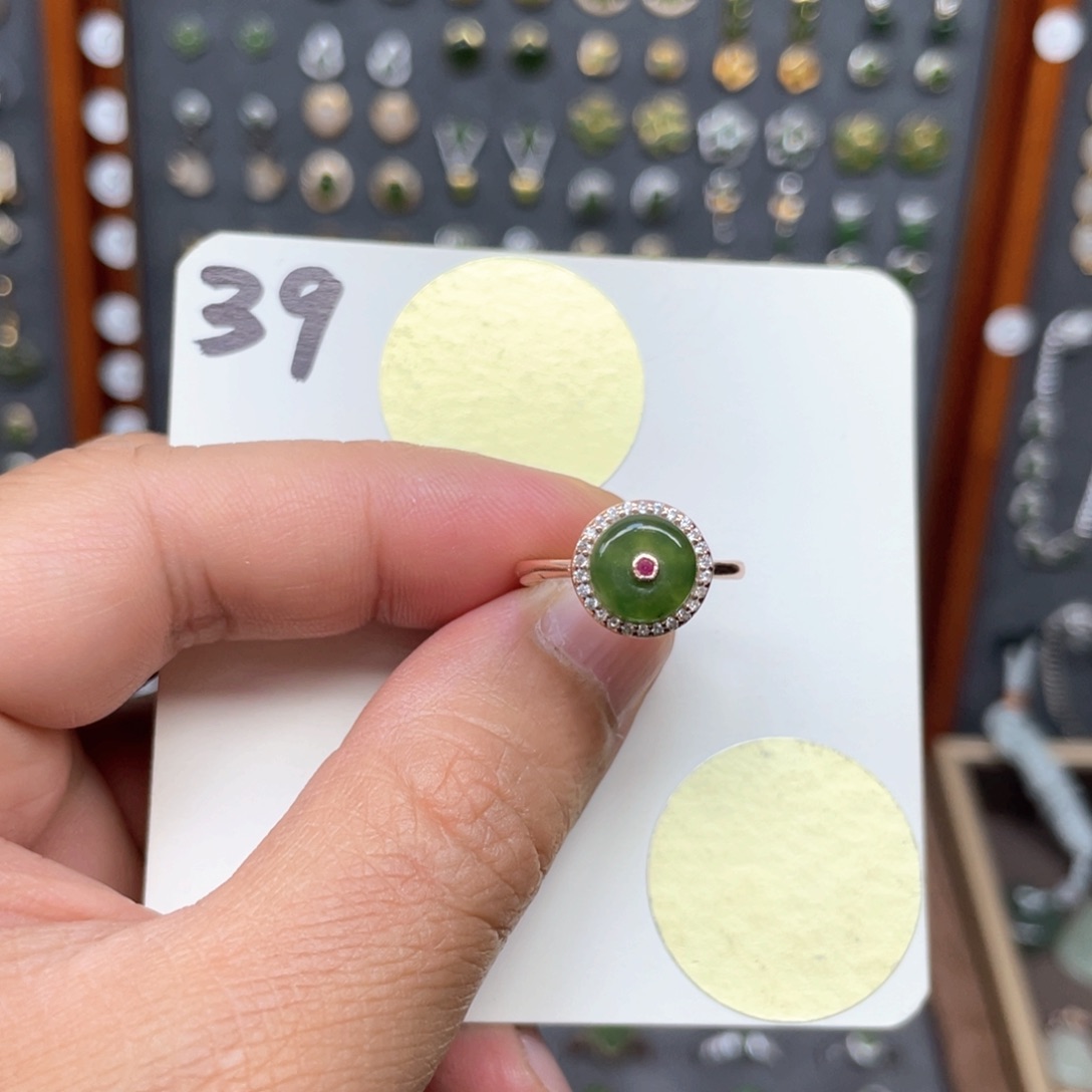 和田玉戒指银S925镶嵌和田玉39