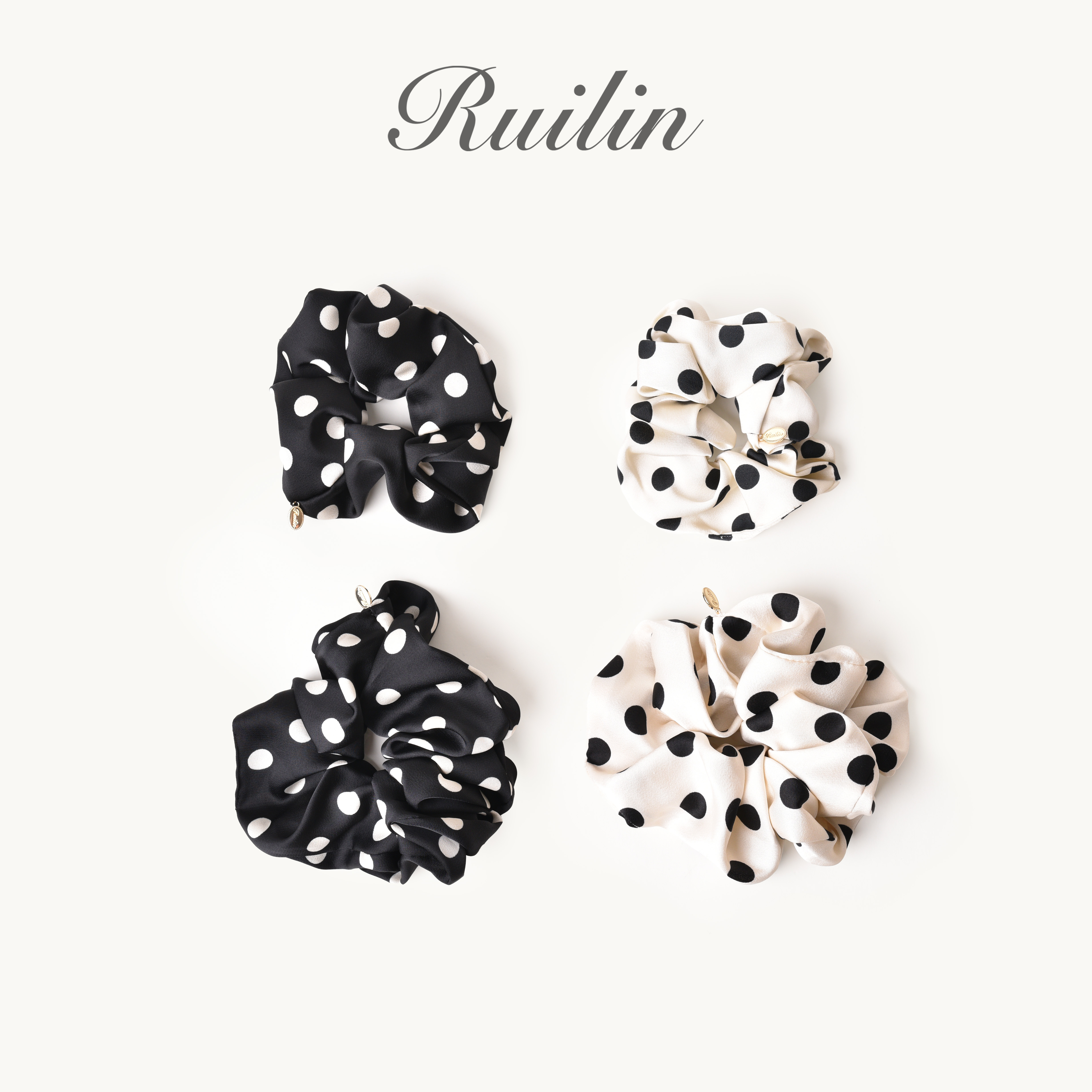 RUILIN【巧克力波点】发圈波点奶牛可爱复古