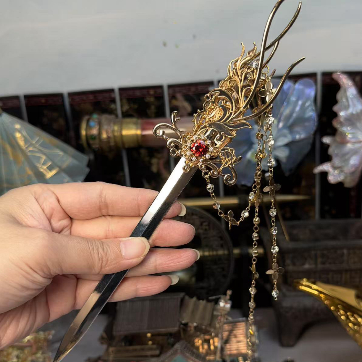 新款重生归来剑簪发饰 合金黄铜材质 未开刃