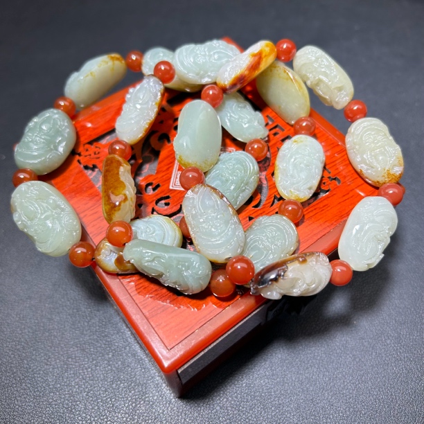 新疆和田玉 财神手串 七颗 一物一证支持复检 拍一发一多样性发货