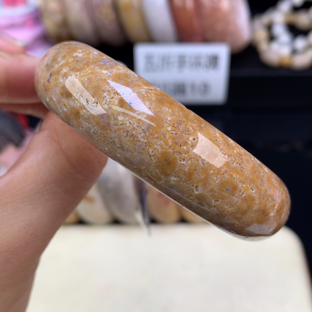 硅化珊瑚（珊瑚玉）未镶嵌颈饰福利手镯55.5圈（6号）