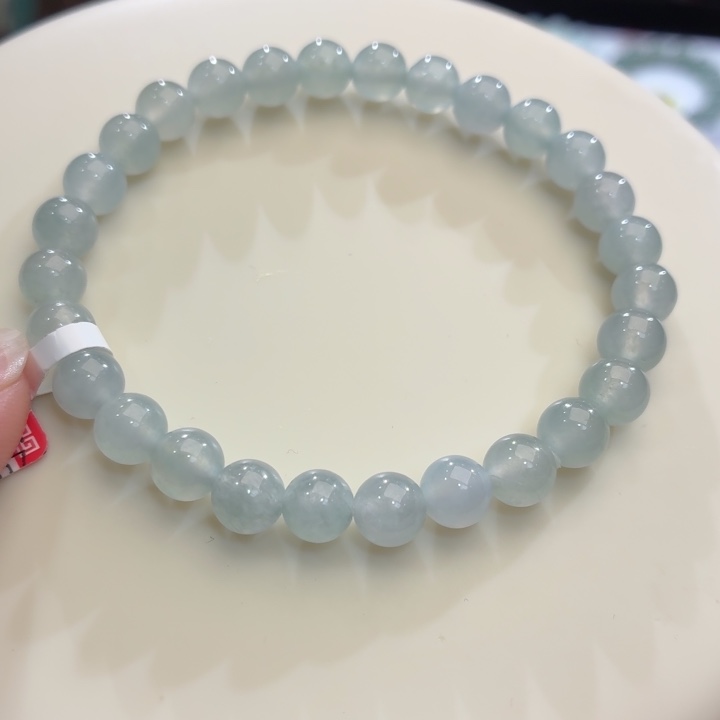 翡翠未镶嵌手链冰胶蓝卡6.8