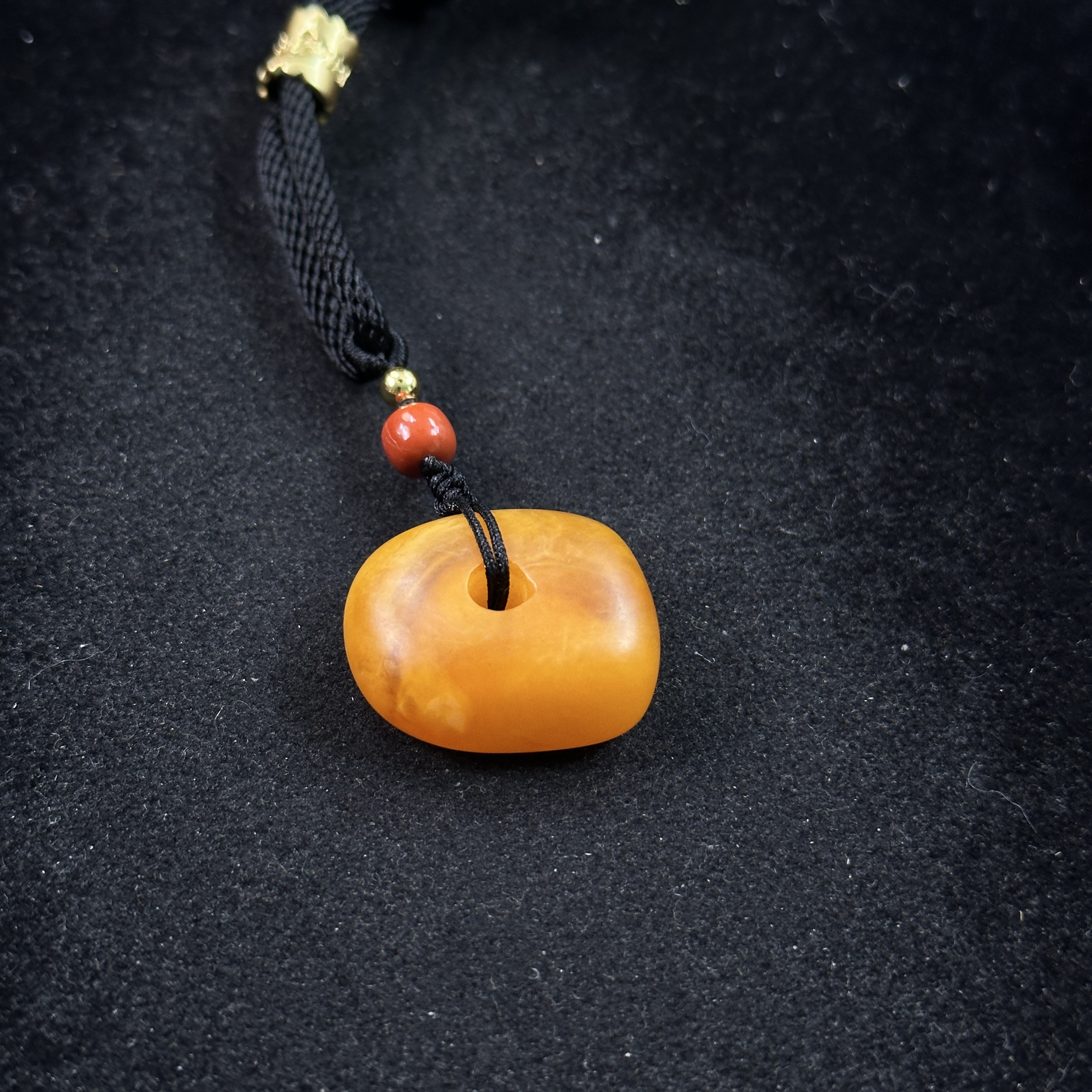 DZ7863 清代 老型蜜蜡饼 脖挂-HD