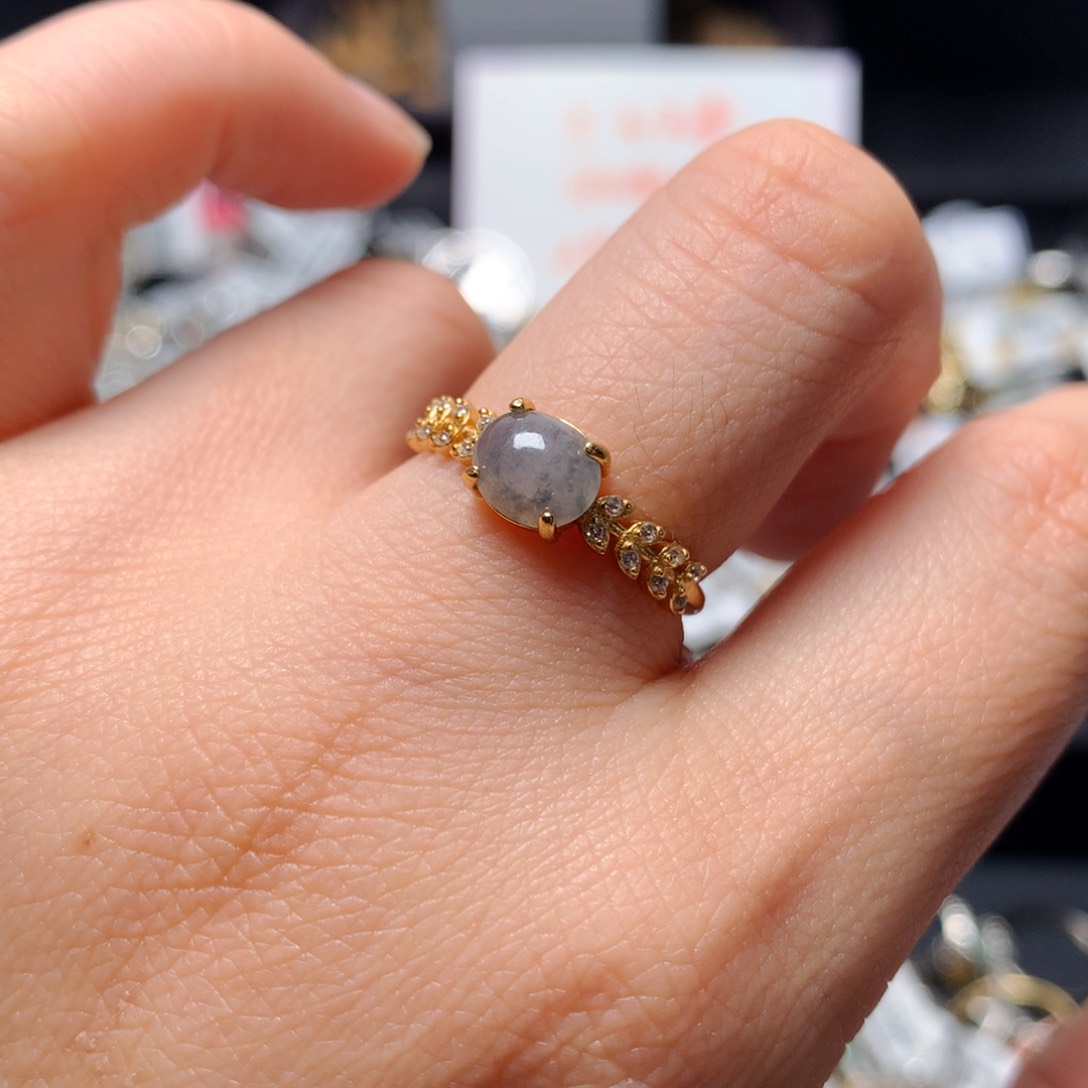 翡翠戒指银S925镶嵌戒指