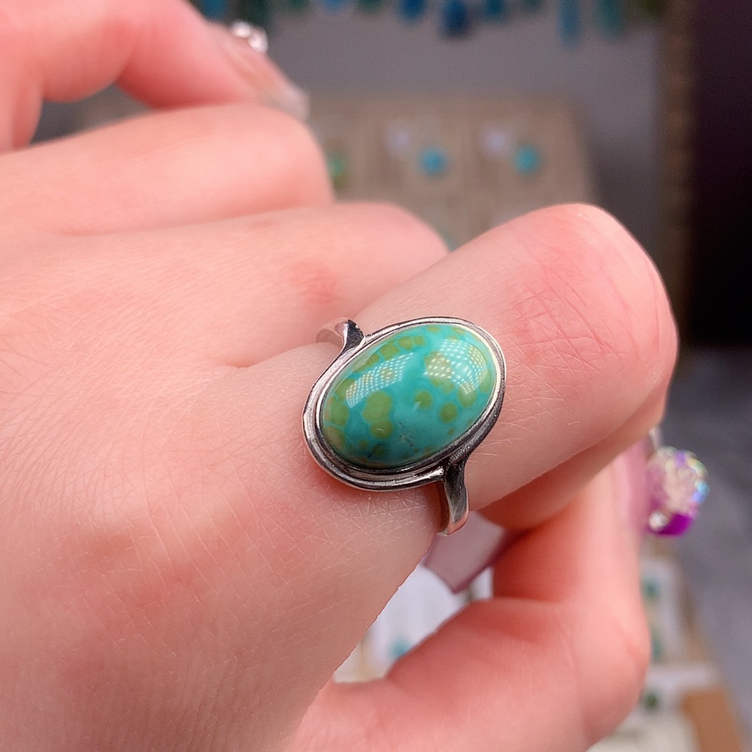 绿松石戒指银S925镶嵌