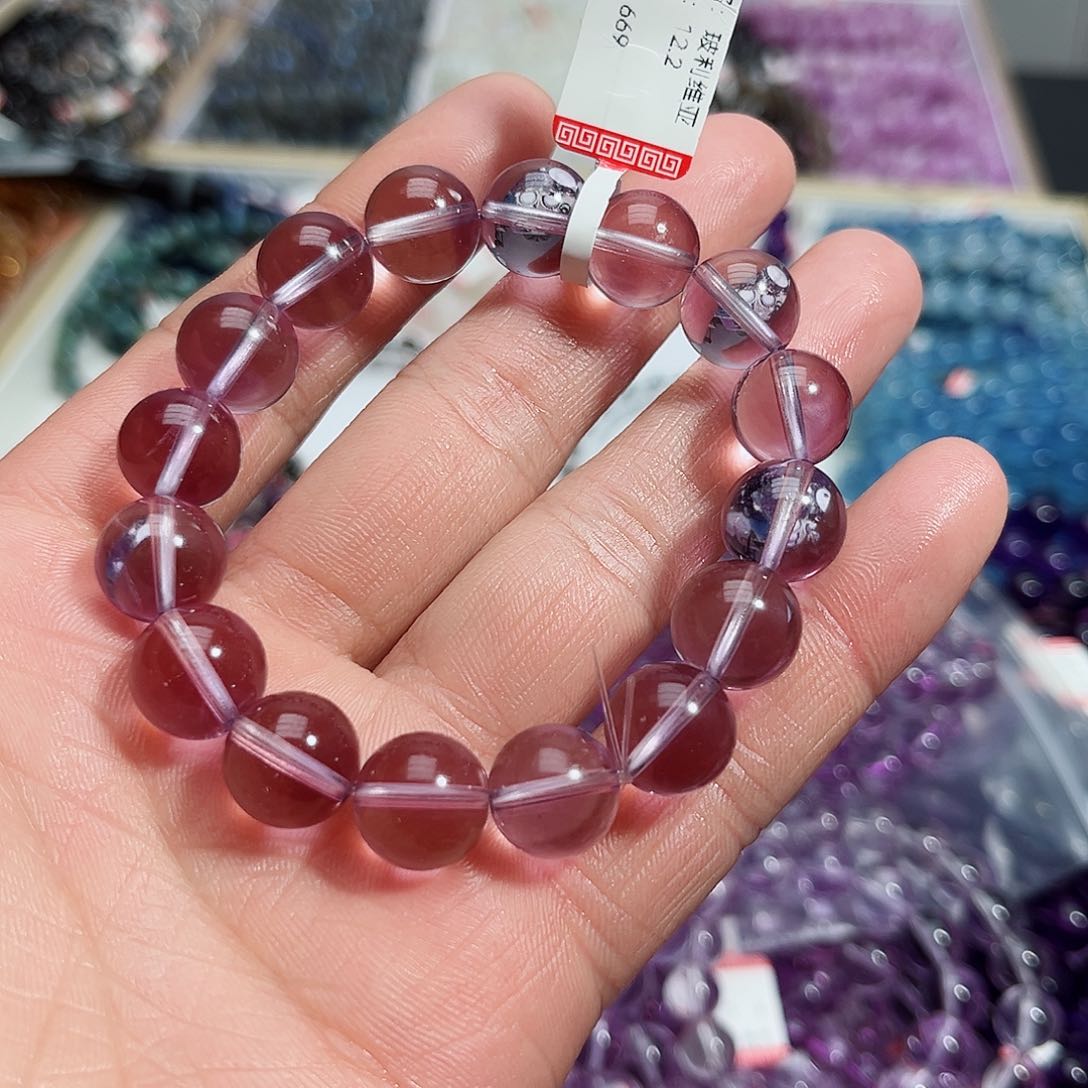 水晶手链未镶嵌逍**人玻利维亚紫12.2mm