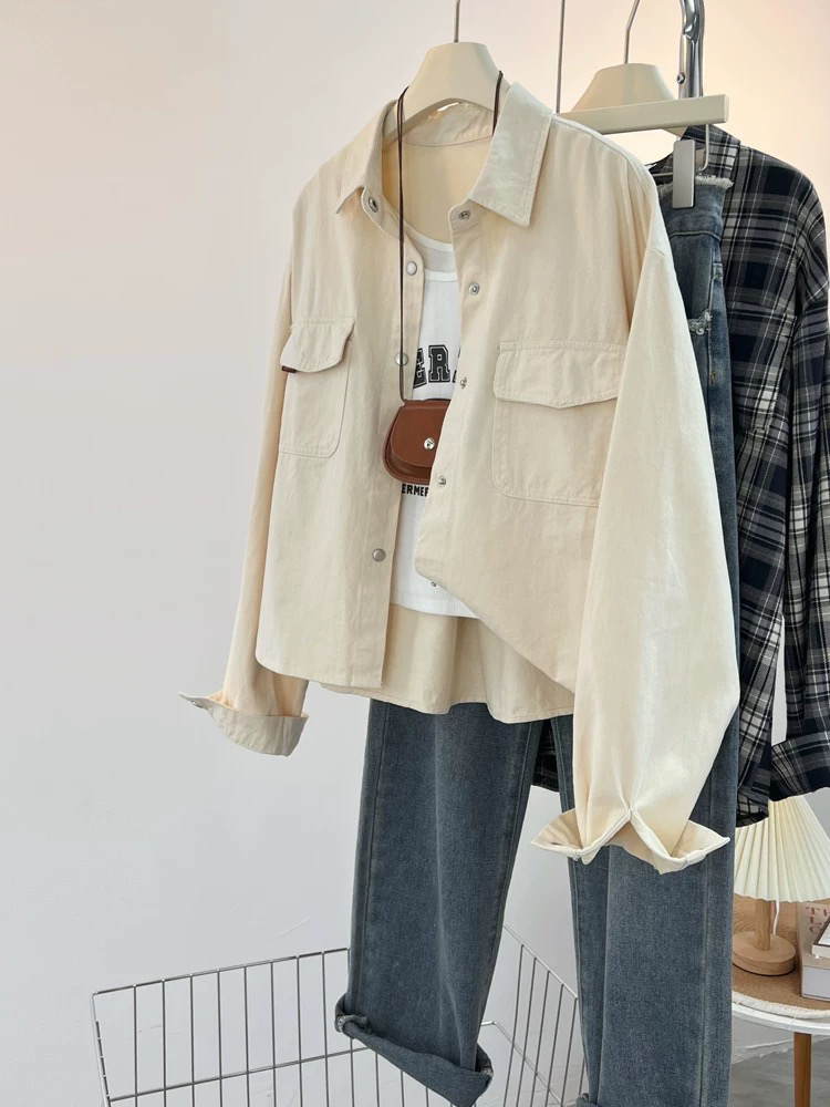 法式复古设计感小众衬衫外套女春秋休闲宽松显瘦气质百搭衬衣上衣