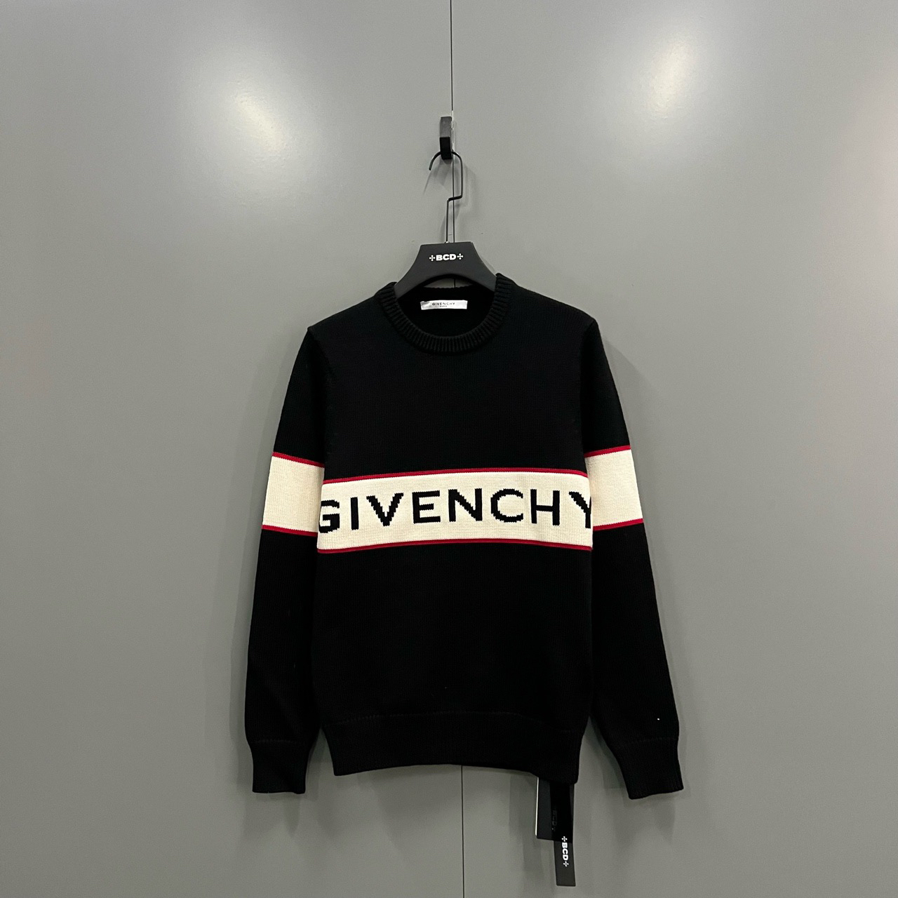 95新 Givenchy/纪梵希 （ll） 603332 拼色大logo印花针织衫 XS码