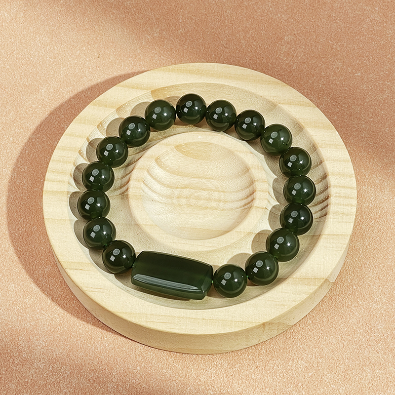 和田玉大无事牌手串10mm男女通戴-MX175