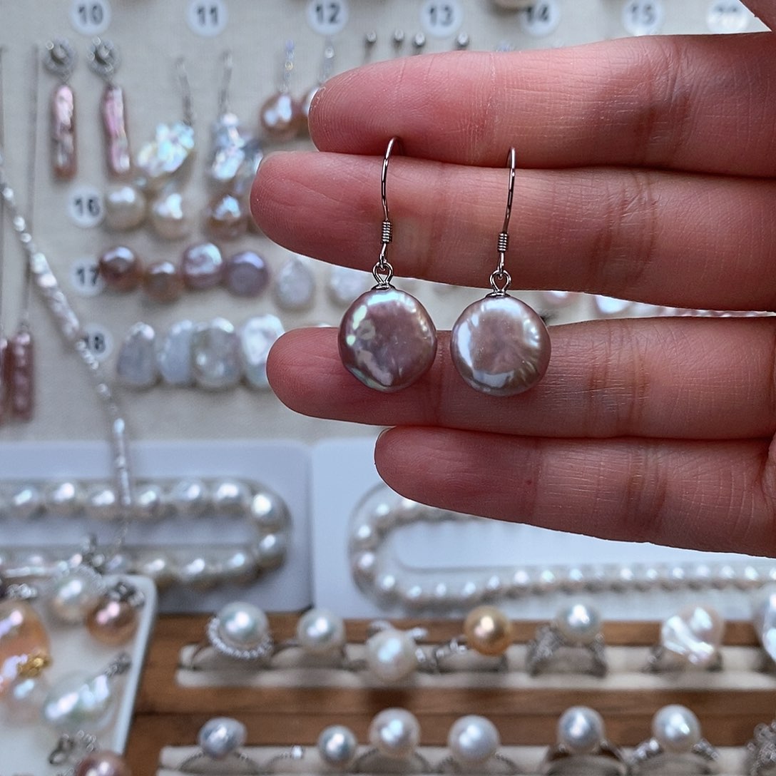 淡水珍珠耳饰银S925镶嵌