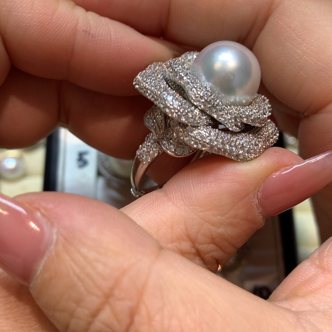 海水珍珠戒指银S925镶嵌